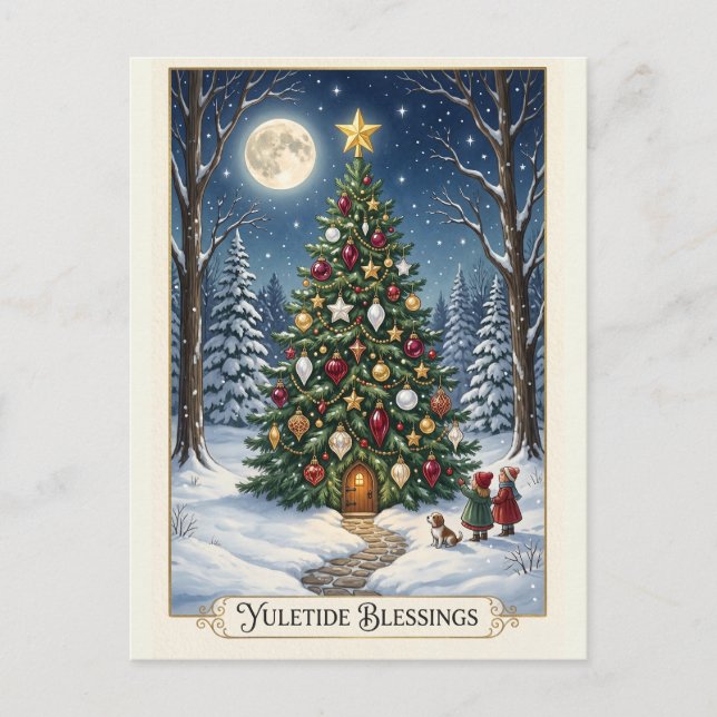 The Enchanted Solstice Tree Holiday Postcard (Front)