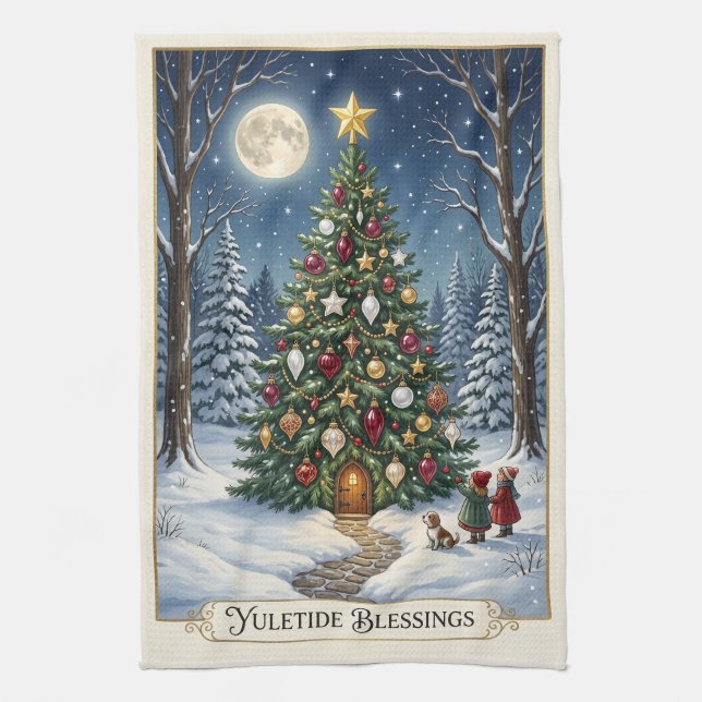 The Enchanted Solstice Tree Tea Towel (Vertical)