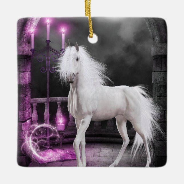 The Enchanted Unicorn Ceramic Ornament (Front)