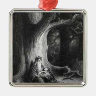 The Enchanter Merlin and the Fairy Vivien Metal Ornament