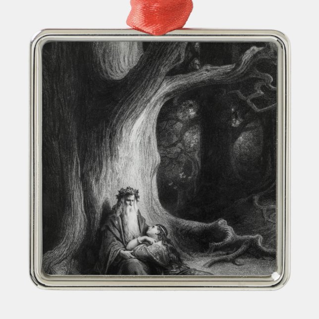 The Enchanter Merlin and the Fairy Vivien Metal Ornament (Front)