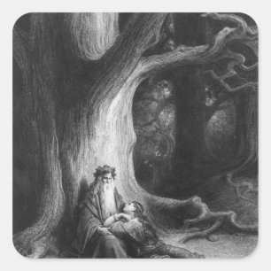 The Enchanter Merlin and the Fairy Vivien Square Sticker