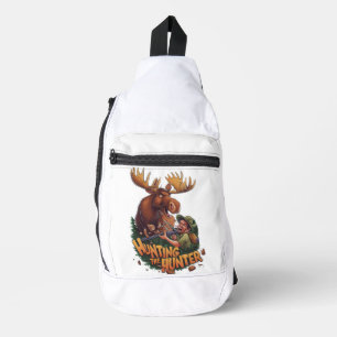 The Encounter moose hunting humourous Sling Bag