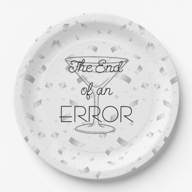 The End of an Error Martini Divorce Party Paper Plate (Front)