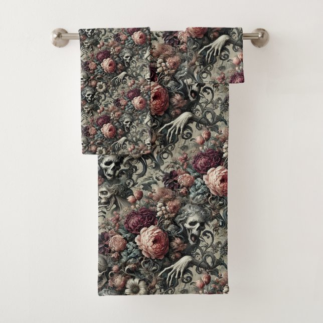 The End of Slumber – Gothic Victorian Bath Towel Set (Insitu)