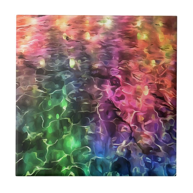 The End Of The Rainbow Bizarre Abstract Art Ceramic Tile (Front)
