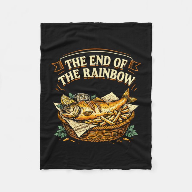 The end of the rainbow funny fish and chips fleece blanket (Front)