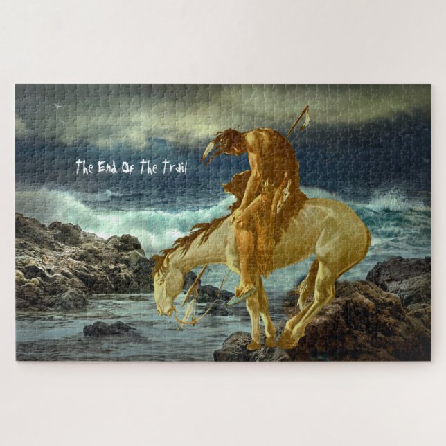 THE END OF THE TRAIL  SERVING TRAY JIGSAW PUZZLE (Horizontal)