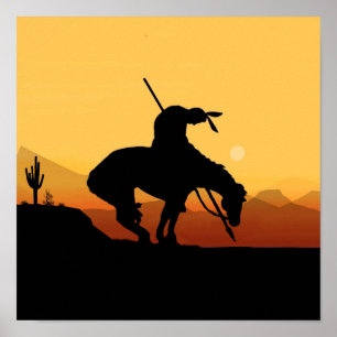 The End of the Trail Sihouette at Sunset Poster