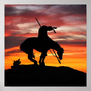 The End of the Trail Sihouette at Sunset Poster