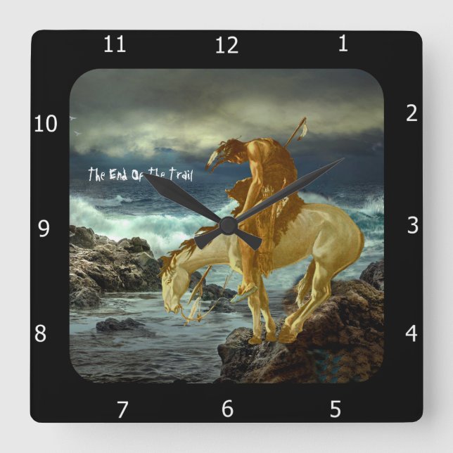 THE END OF THE TRAIL THROW PILLOW SQUARE WALL CLOCK (Front)