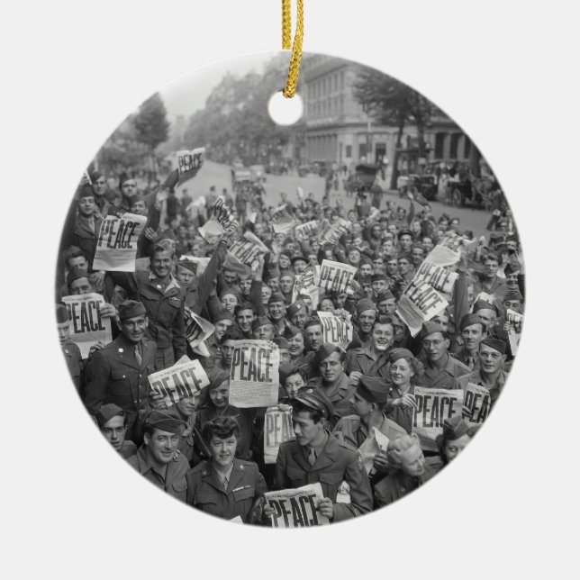 The End of WW2 Ceramic Ornament (Front)