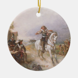 The Enemy Approaches (oil on canvas) Ceramic Ornament