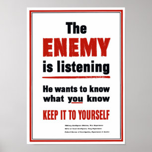 The Enemy Is Listening - WWII Poster