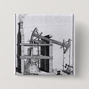 The Engine to Raise Water by Fire 15 Cm Square Badge