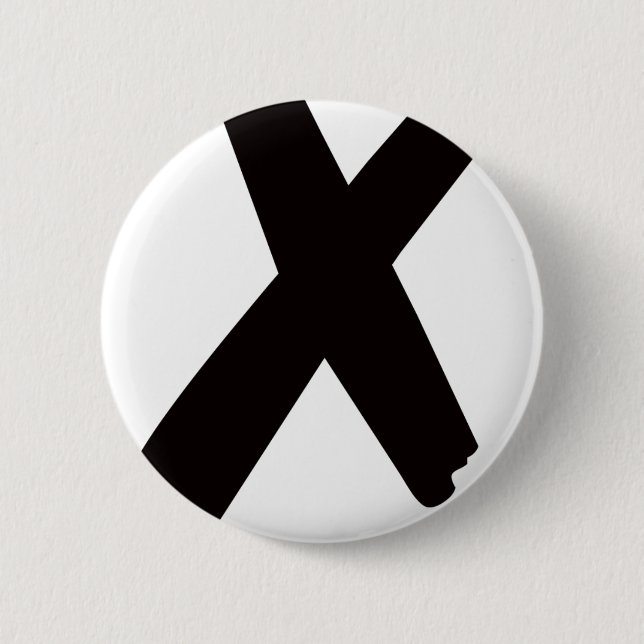 The English American Letter "X" 6 Cm Round Badge (Front)