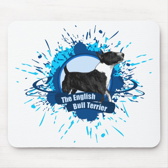 The English Bull Terrier SPLASH blue Mouse Pad (Front)