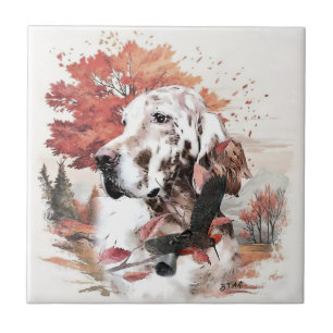 The English Setter, Passion Hunting Ceramic Tile