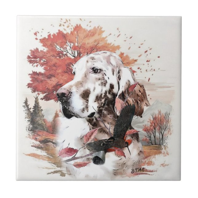 The English Setter,  Passion Hunting Ceramic Tile (Front)