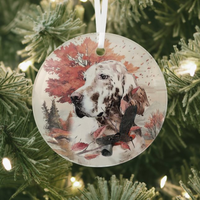 The English Setter,  Passion Hunting Glass Tree Decoration (Insitu)