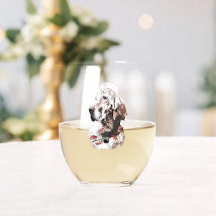 The English Setter,  Passion Hunting Stemless Wine Glass