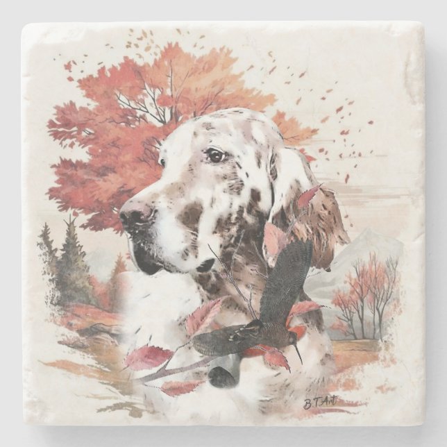 The English Setter,  Passion Hunting Stone Coaster (Front)