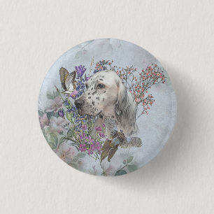 The English Setter Portrait , art 3 Cm Round Badge