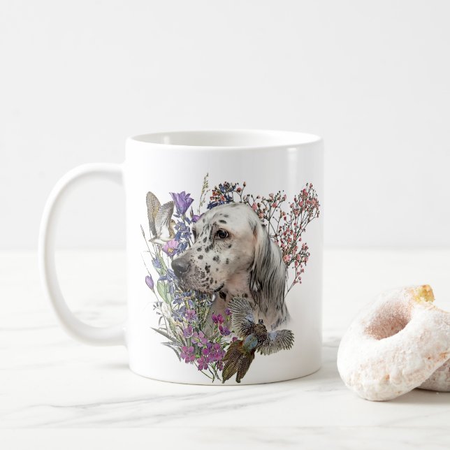 The English Setter Portrait  , art    Coffee Mug (With Donut)