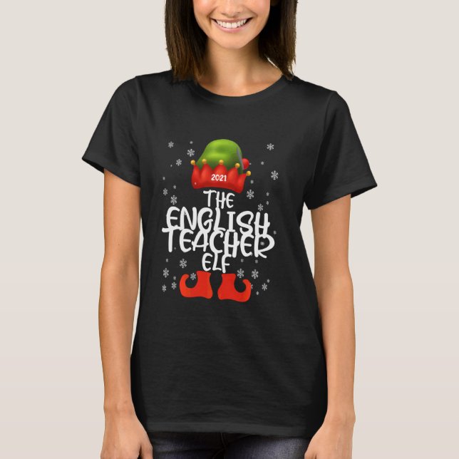 The English Teacher Elf Family Matching Christmas  T-Shirt (Front)