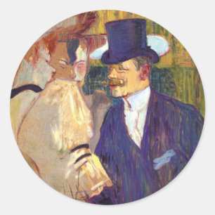 The Englishman by Toulouse Lautrec, Vintage Art Classic Round Sticker