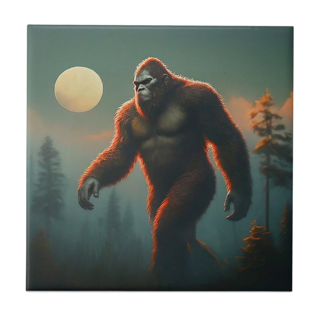 The Enigma of the Forest: Bigfoot Ceramic Tile (Front)