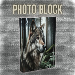 The Enigmatic Wolf of the Forest     Photo Block