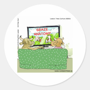 The Entertaining Cows Funny Classic Round Sticker
