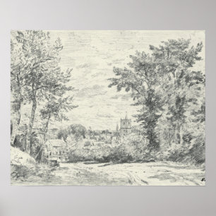 The Entrance into Gillingham, Dorset (pencil) Poster