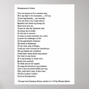 The Entrepreneur's Credo Poster