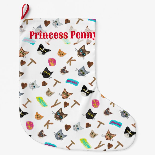 The Epic Cat Heads Collection Large Christmas Stocking (Front)