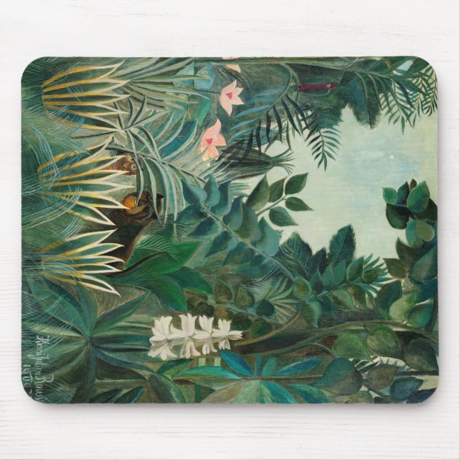 The Equatorial Jungle (1909) by Henri Rousseau. Mouse Pad (Front)