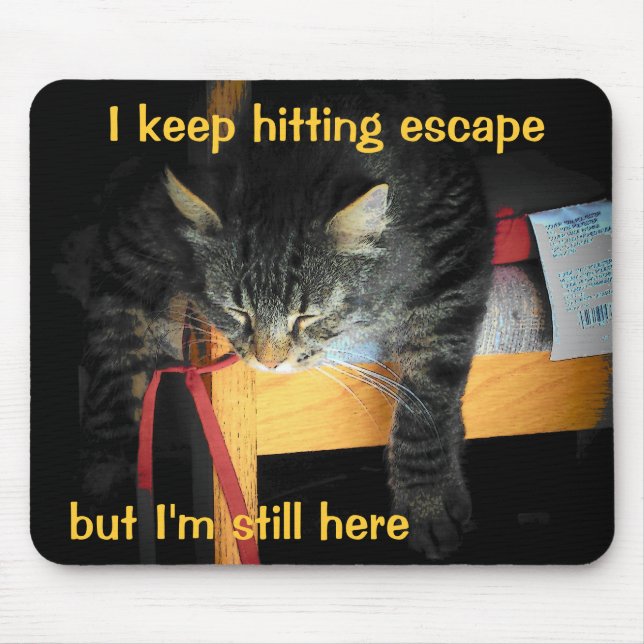 The Escape Button Is Not Working Sad Cat Mouse Pad (Front)