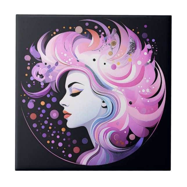 "The Essence of Elegance" Women's Beauty Ceramic Tile (Front)
