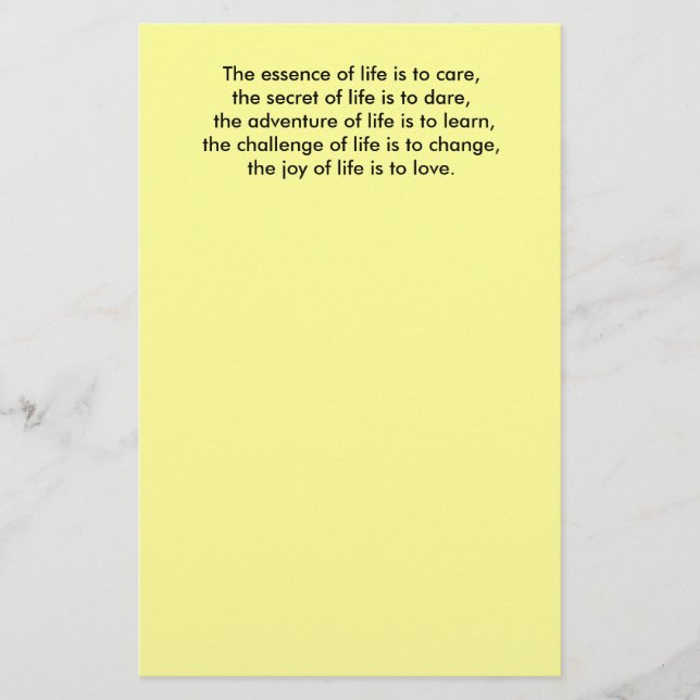 The essence of life is to care,the secret of li... stationery (Front)