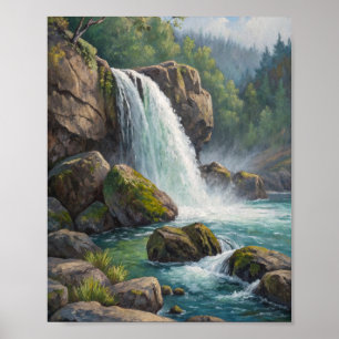 The Eternal Descent: A Sun-Drenched Cascade Amidst Poster