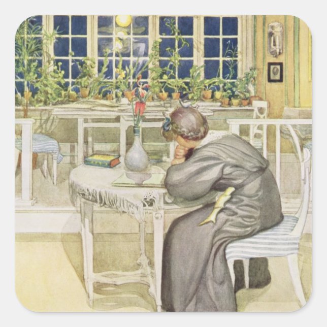 The Evening Before the Journey to England - Study Square Sticker (Front)
