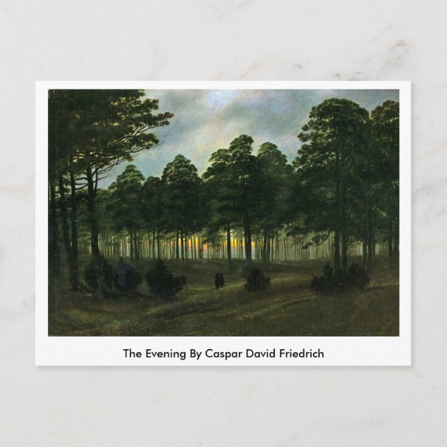 The Evening By Caspar David Friedrich Postcard (Front)