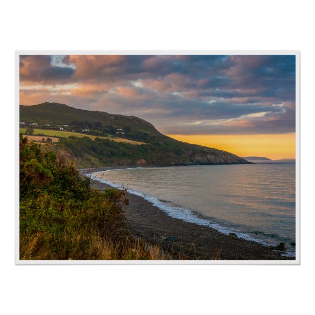 The Evening Glow of Greystones Coast Poster (Front)