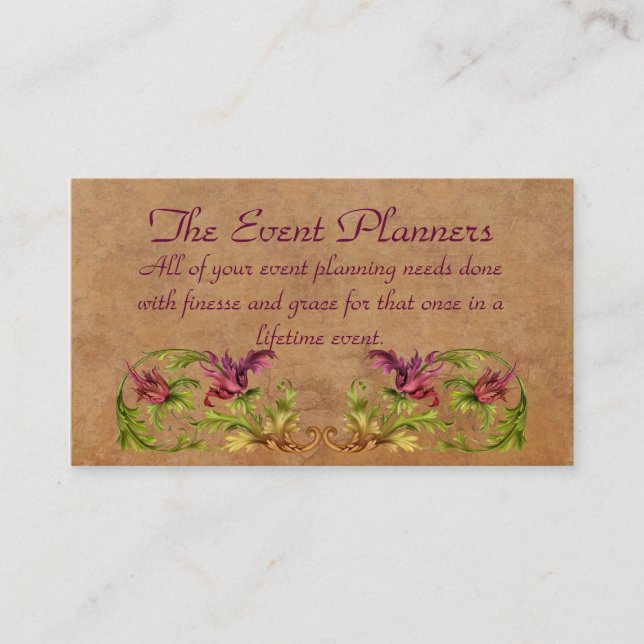 The Event Planners Profile Card (Front)