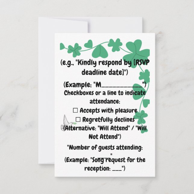 "The Evergreen Elegance" RSVP Card (Front)