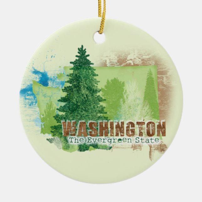 The Evergreen State Ceramic Ornament (Front)