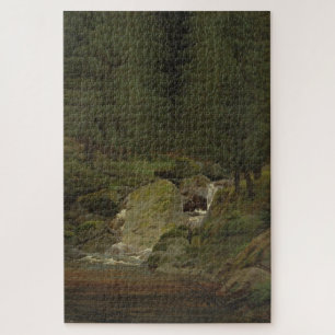 The Evergreens by the Waterfall - Friedrich  Jigsaw Puzzle