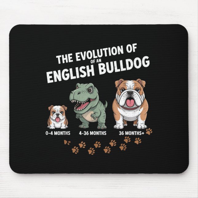 The Evolution Of An English Bulldog Funny  Mouse Pad (Front)