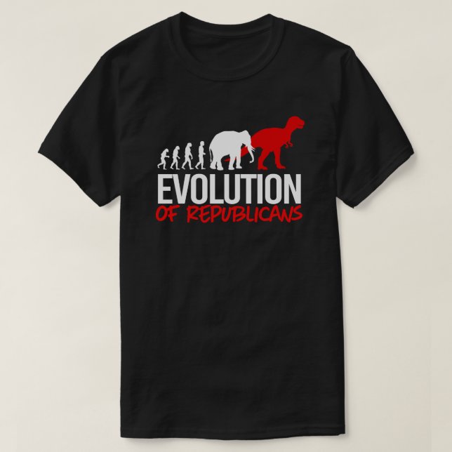 The Evolution of Republicans into Dinosaurs T-Shirt (Design Front)
